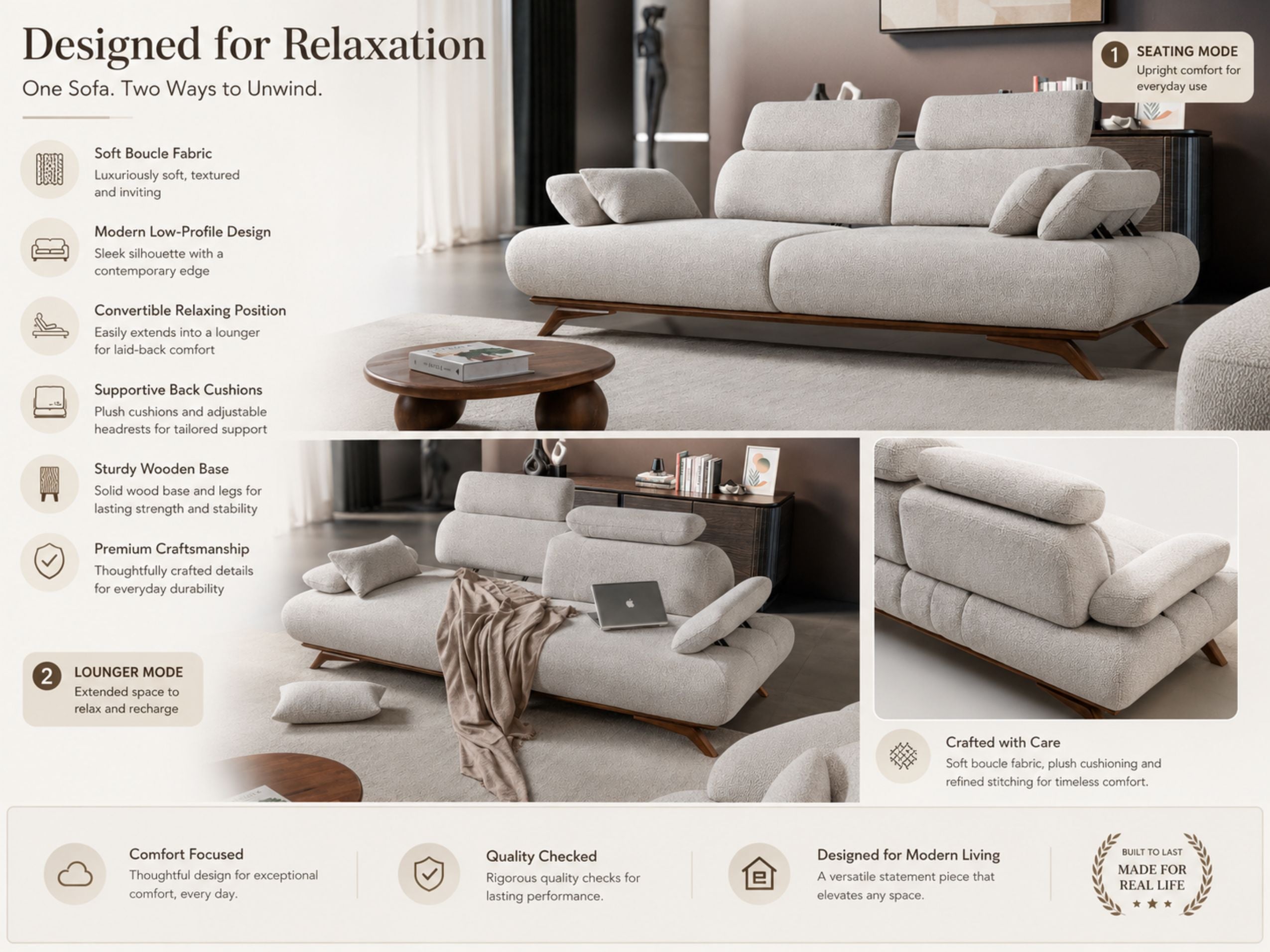 Monza- Premium Fabric Sofa, 3+3 & armchair Sofa Set