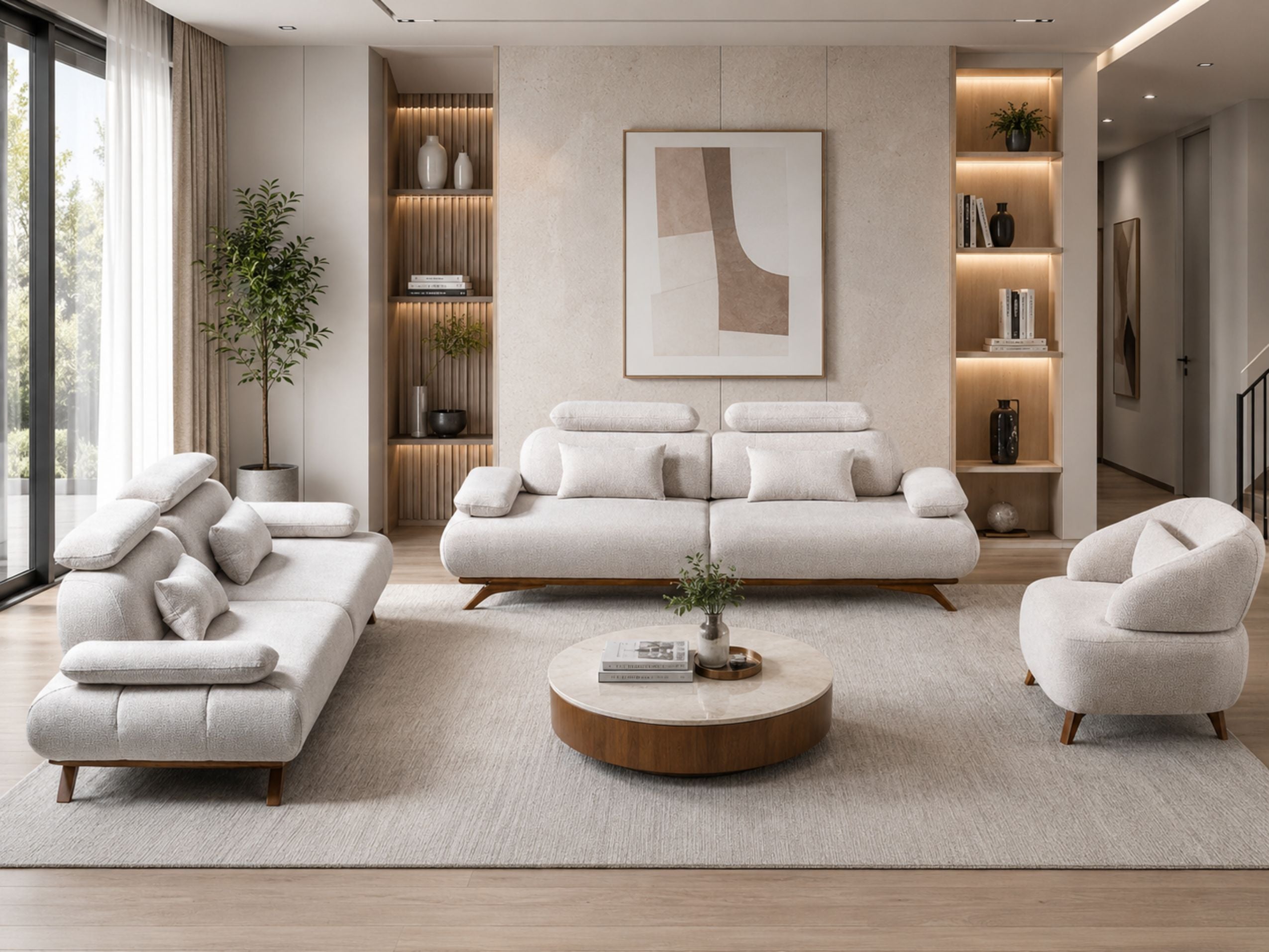 Monza- Premium Fabric Sofa, 3+3 & armchair Sofa Set