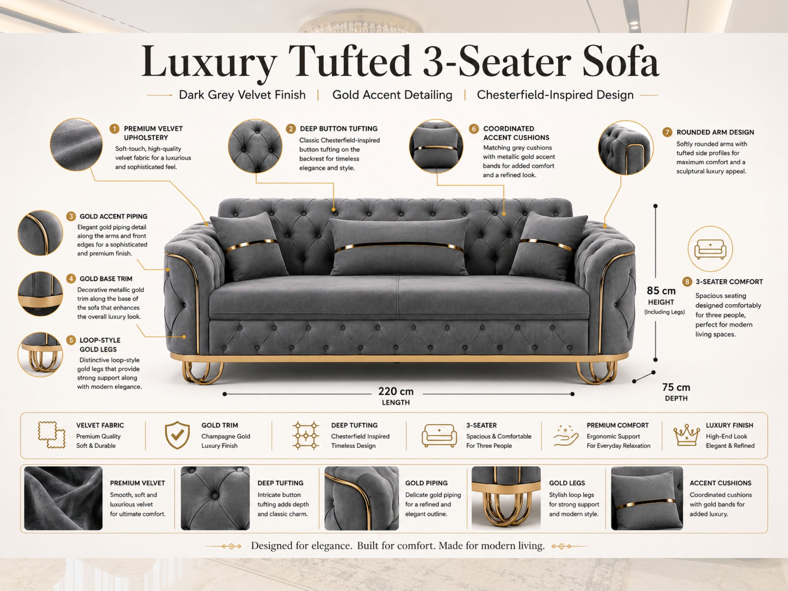 Almira sofa - Dark Grey