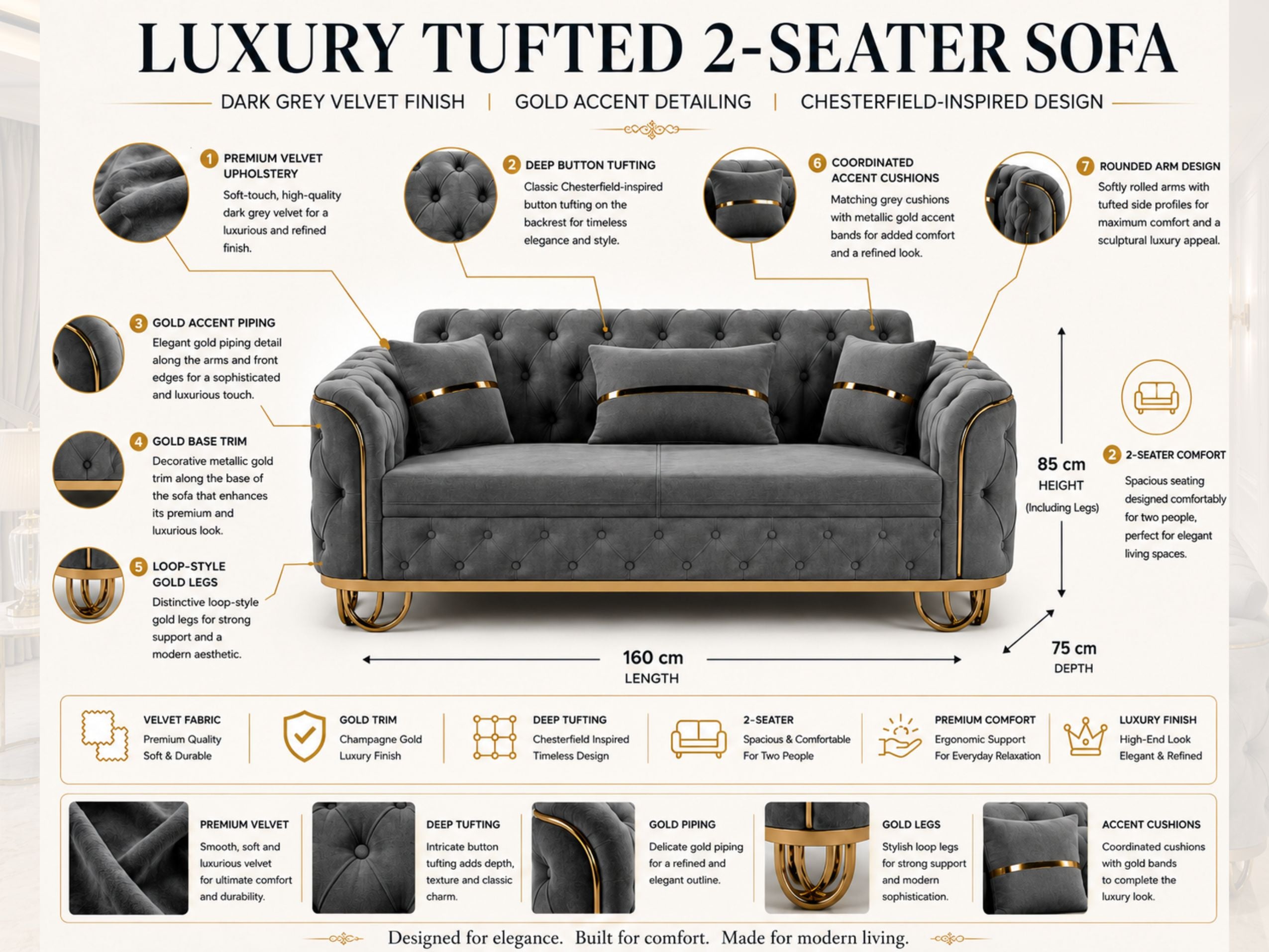 Almira sofa - Dark Grey