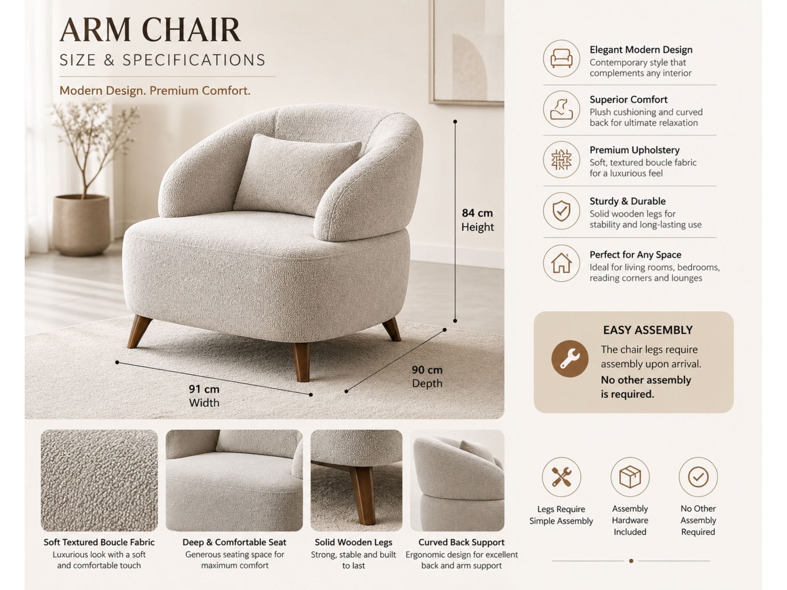 Monza- Premium Fabric Sofa, 3+3 & armchair Sofa Set