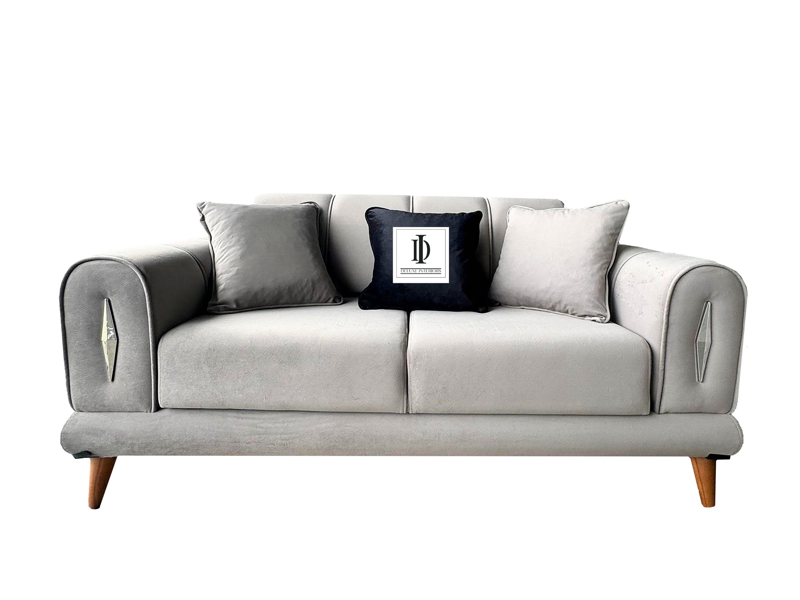 Stripe Velvet Sofa - Silver Grey