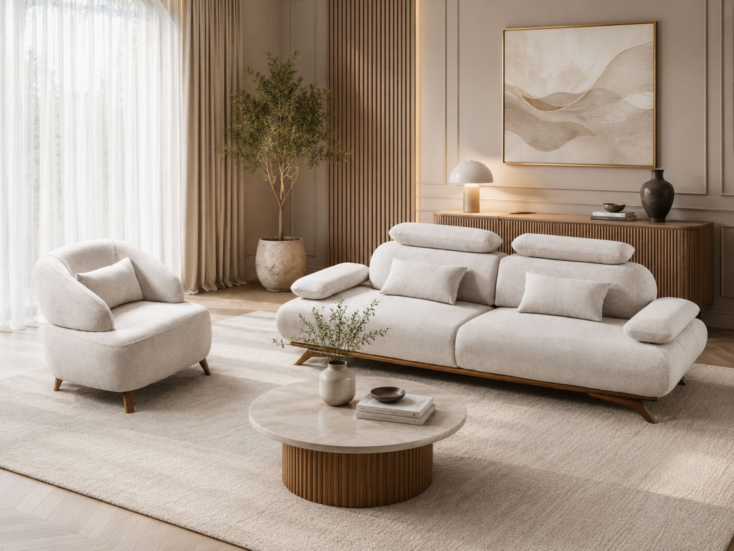 Monza- Premium Fabric Sofa, 3+3 & armchair Sofa Set