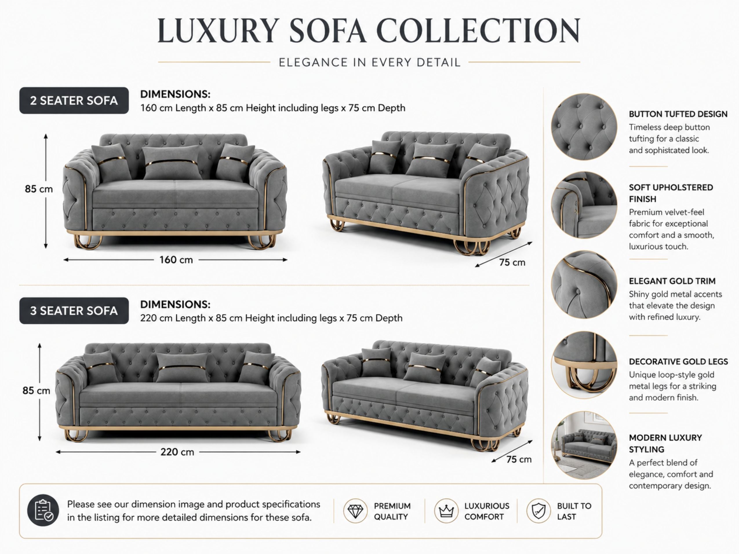 Almira sofa - Dark Grey