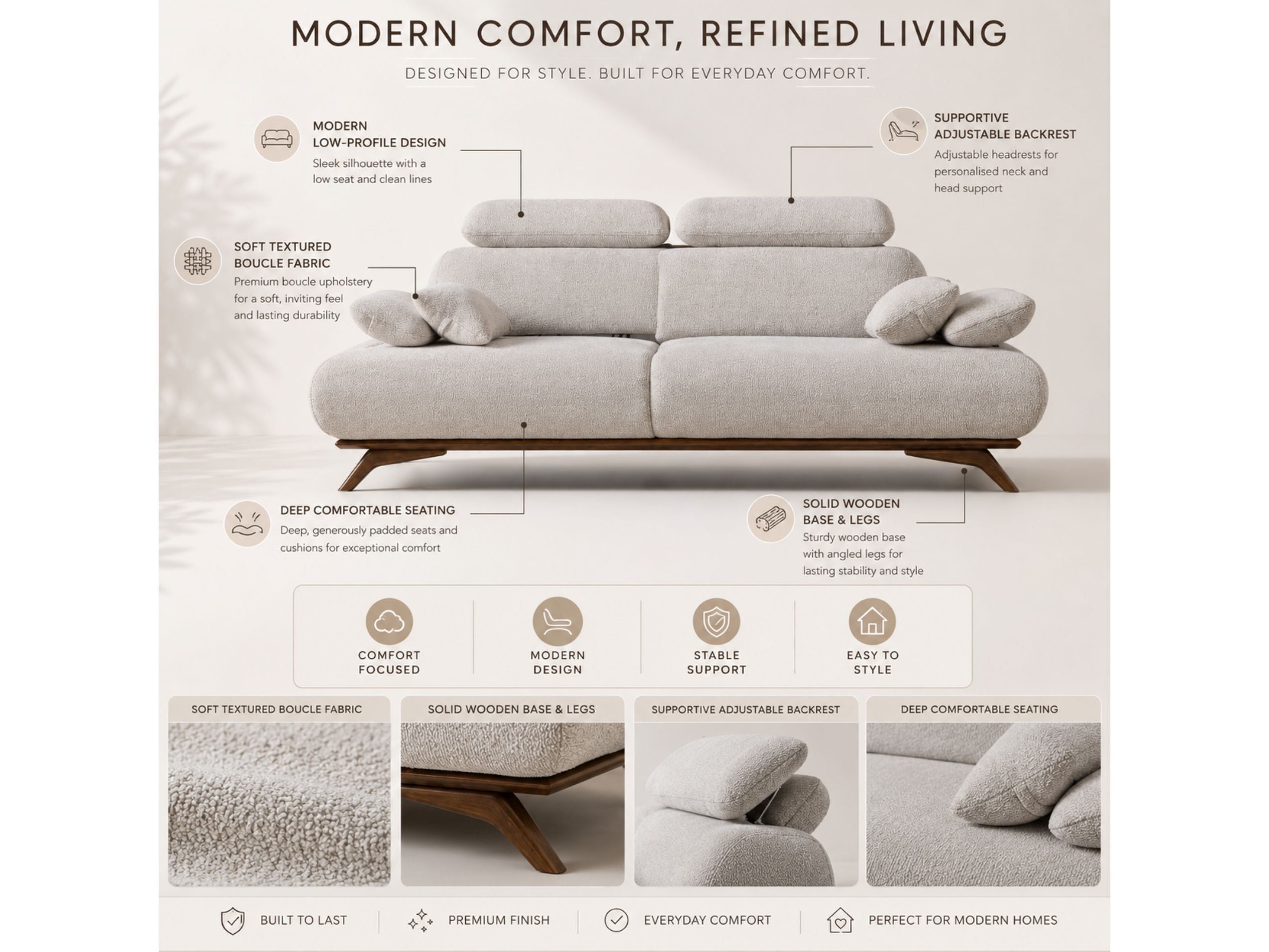 Monza- Premium Fabric Sofa, 3+3 & armchair Sofa Set