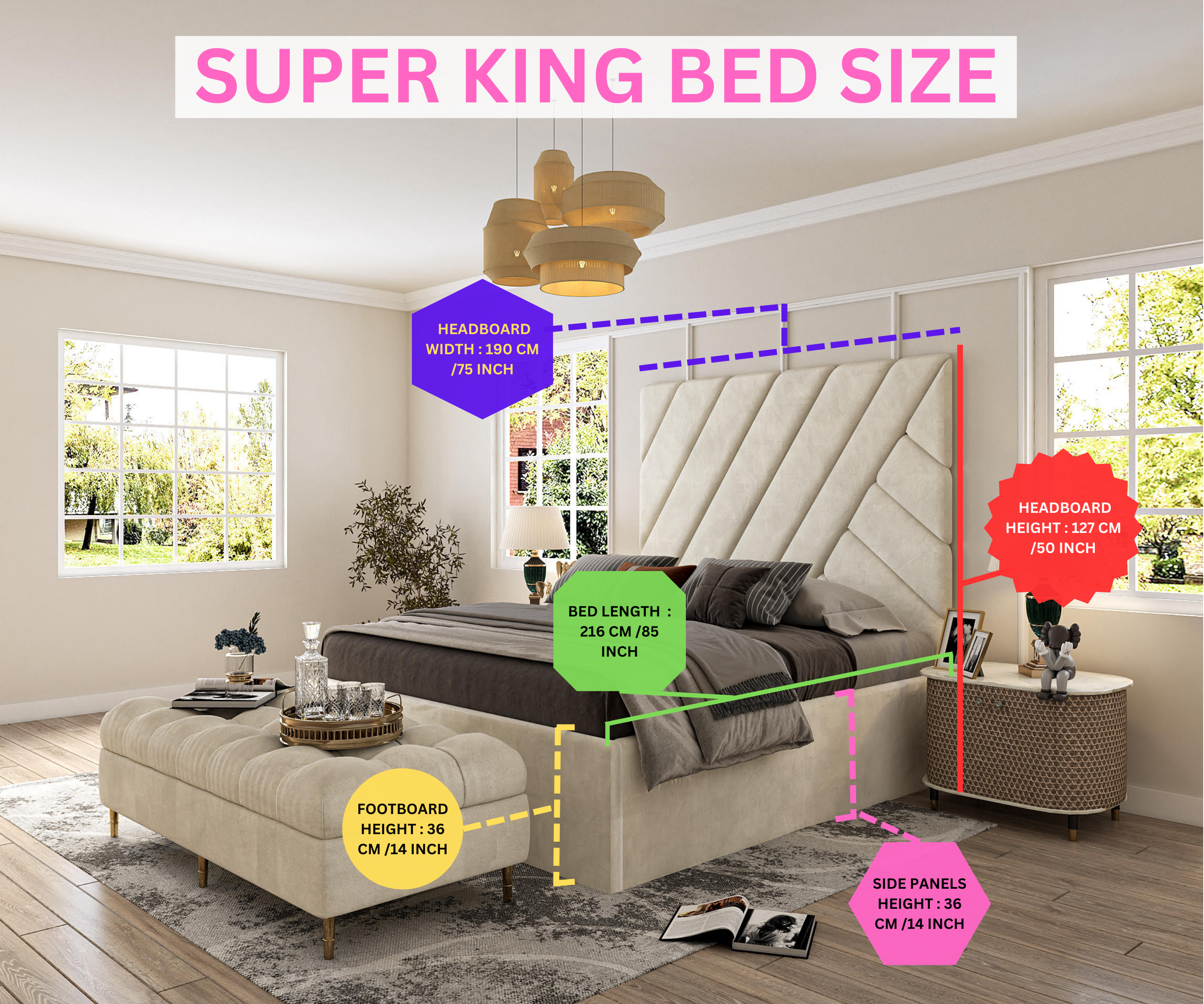 Super king bed size inches deals